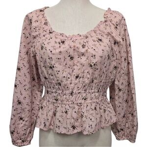 New Madewell pink floral long sleeve top size XS